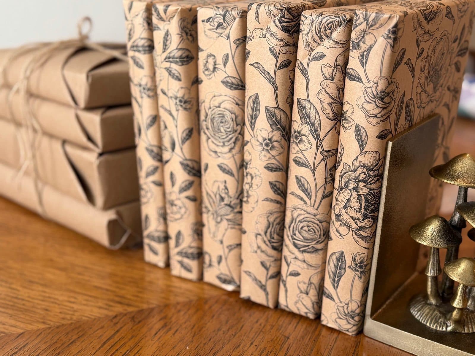 A wrapped blind date book with a hand-written note, ready to give as a gift